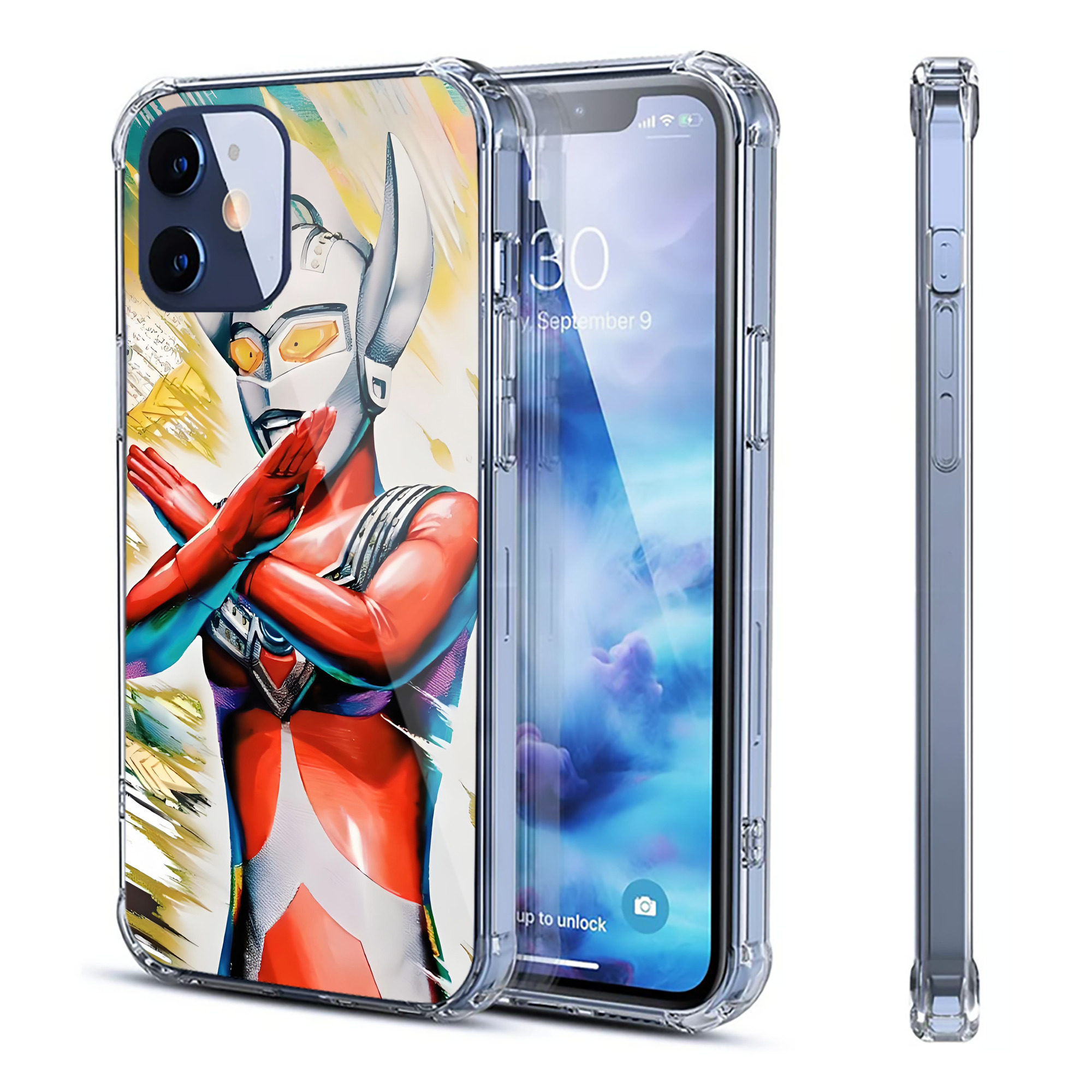 （画像用） ウルトラマン Ultraman 【iPhone 12シリーズ対応】透明スマホケース（クリアソフトケース）
